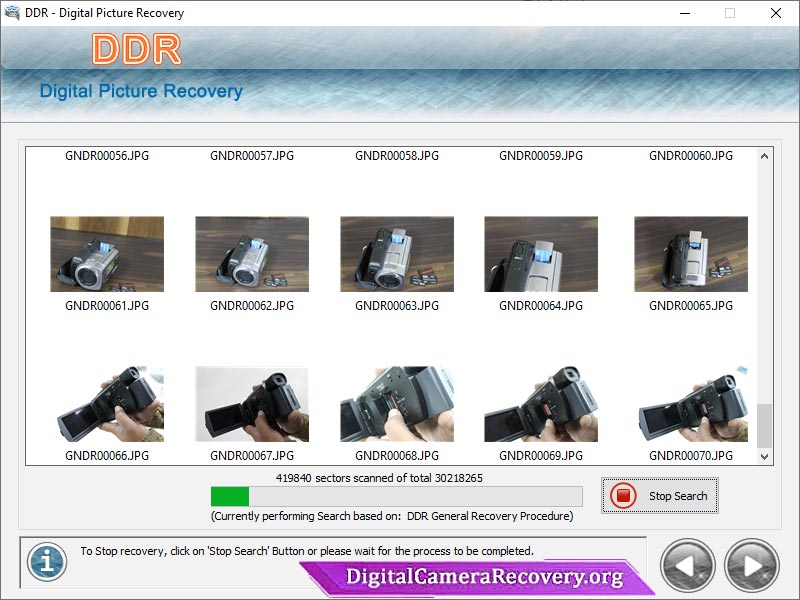 Screenshot of Digital Camera Recovery Software