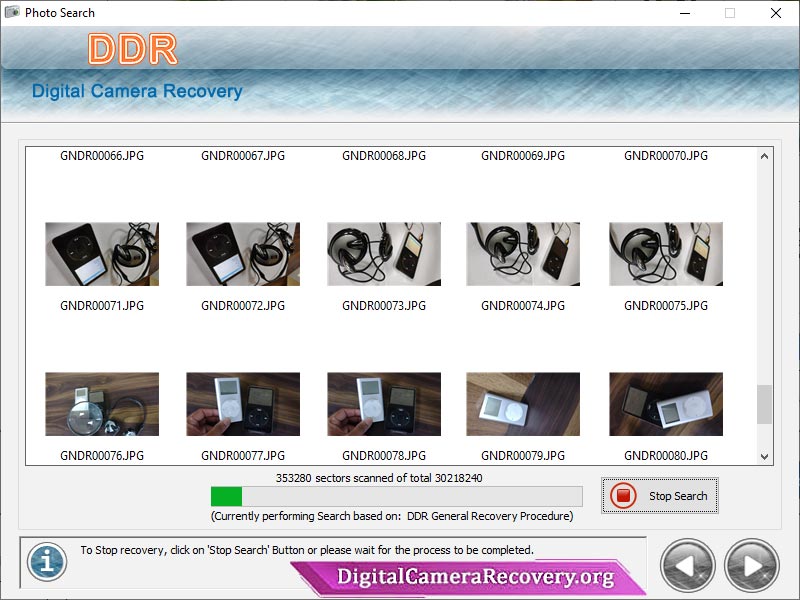 Screenshot of Picture Recovery Application