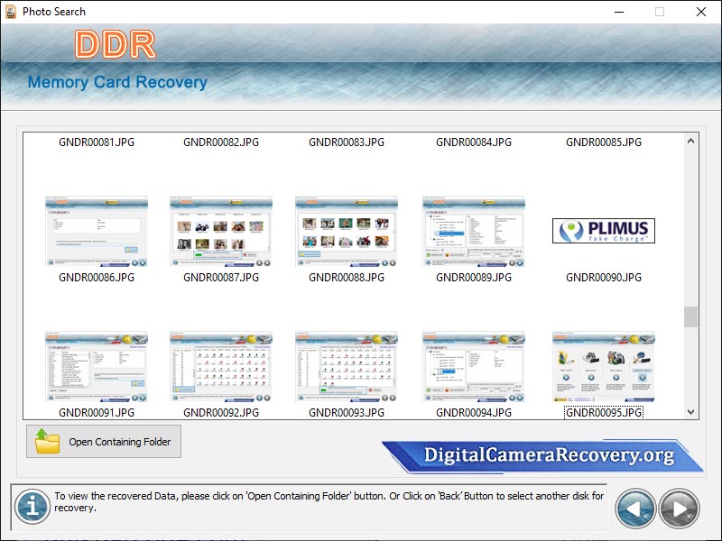Screenshot of Memory Card Recovery Program